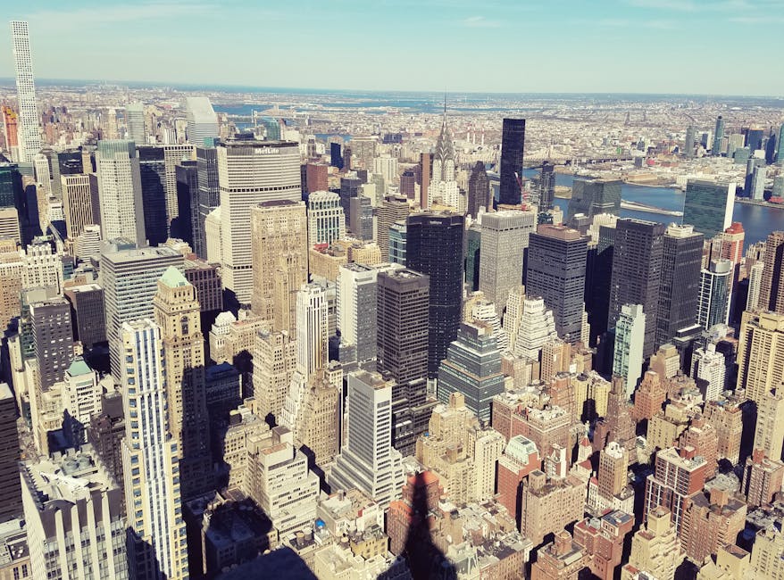Breathtaking aerial view of New York City's modern skyline with iconic skyscrapers